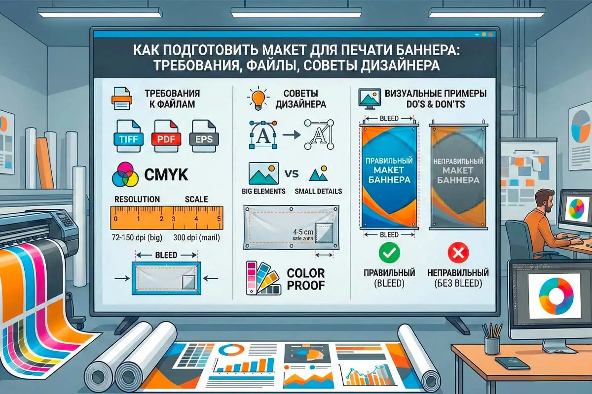 Как подготовить макет для печати баннера: требования, файлы, советы дизайнера