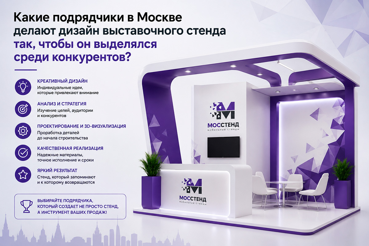 Какие подрядчики в Москве делают дизайн выставочного стенда так, чтобы он выделялся среди конкурентов?